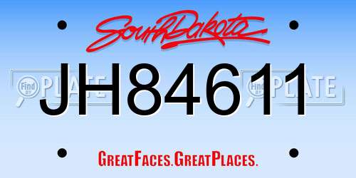JH84611 South Dakota License Plate