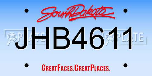 JHB4611 South Dakota License Plate