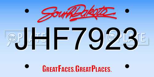 JHF7923 South Dakota License Plate