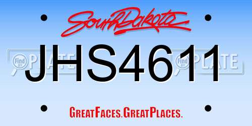 JHS4611 South Dakota License Plate