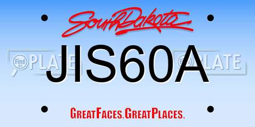 JIS60A South Dakota License Plate