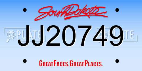 JJ20749 South Dakota License Plate