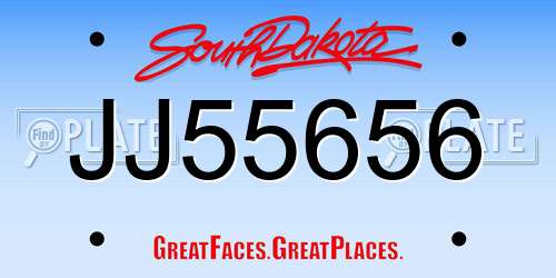 JJ55656 South Dakota License Plate