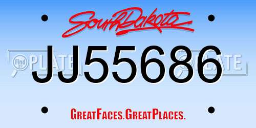 JJ55686 South Dakota License Plate