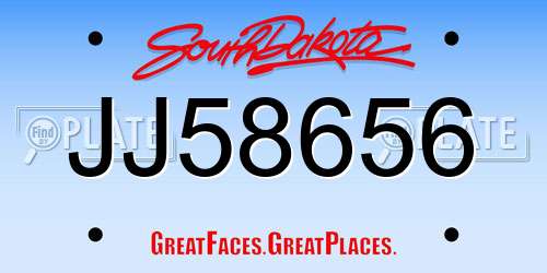 JJ58656 South Dakota License Plate
