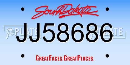 JJ58686 South Dakota License Plate