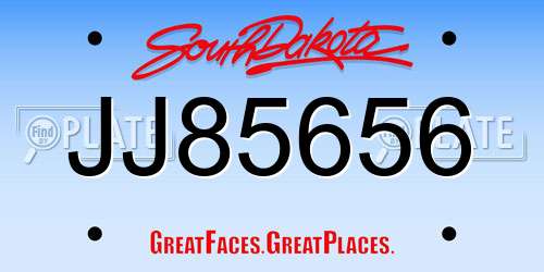 JJ85656 South Dakota License Plate