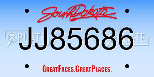 JJ85686 South Dakota License Plate