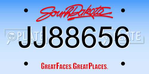 JJ88656 South Dakota License Plate