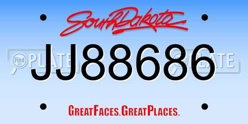 JJ88686 South Dakota License Plate