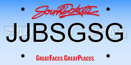 JJBSGSG South Dakota License Plate
