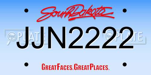 JJN2222 South Dakota License Plate
