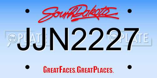 JJN2227 South Dakota License Plate