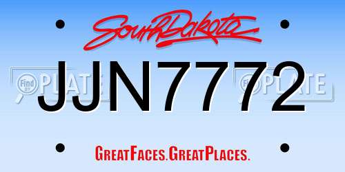 JJN7772 South Dakota License Plate
