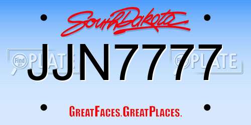 JJN7777 South Dakota License Plate