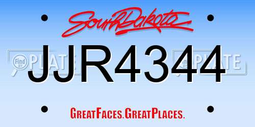 JJR4344 South Dakota License Plate