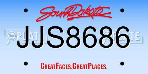 JJS8686 South Dakota License Plate