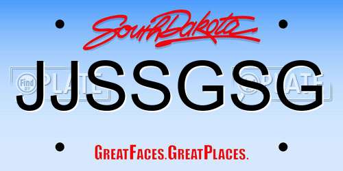JJSSGSG South Dakota License Plate