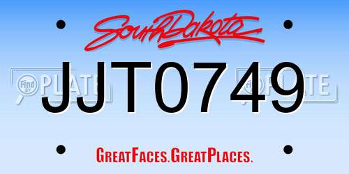 JJT0749 South Dakota License Plate