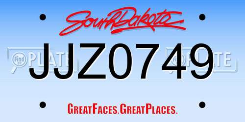 JJZ0749 South Dakota License Plate