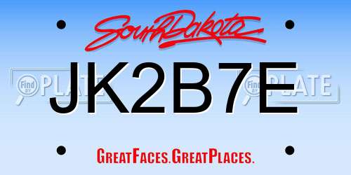 JK2B7E South Dakota License Plate