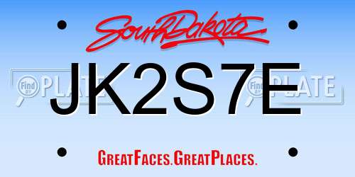 JK2S7E South Dakota License Plate