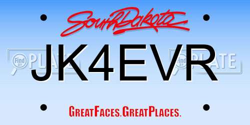 JK4EVR South Dakota License Plate