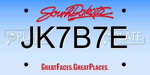 JK7B7E South Dakota License Plate