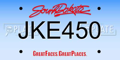 JKE450 South Dakota License Plate