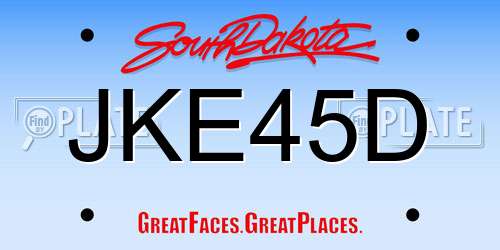 JKE45D South Dakota License Plate