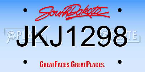 JKJ1298 South Dakota License Plate