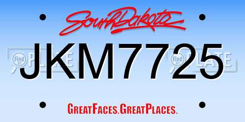 JKM7725 South Dakota License Plate