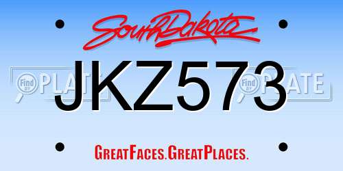 JKZ573 South Dakota License Plate