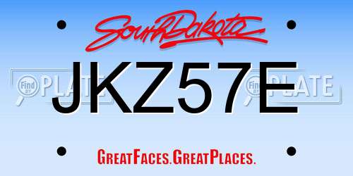 JKZ57E South Dakota License Plate