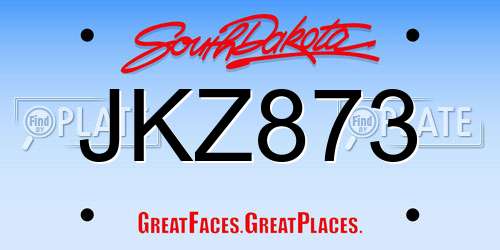 JKZ873 South Dakota License Plate