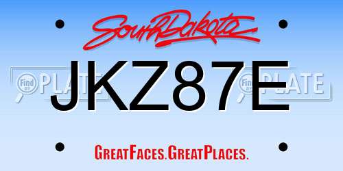 JKZ87E South Dakota License Plate