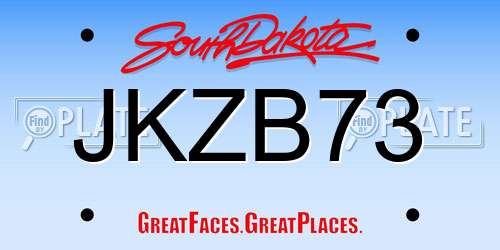 JKZB73 South Dakota License Plate