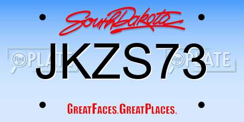 JKZS73 South Dakota License Plate