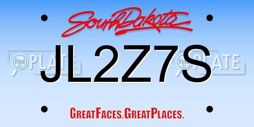 JL2Z7S South Dakota License Plate