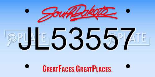 JL53557 South Dakota License Plate