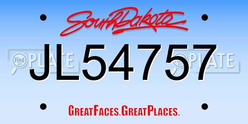 JL54757 South Dakota License Plate