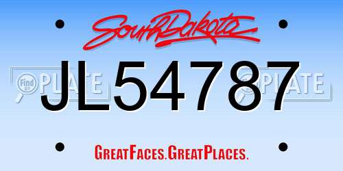 JL54787 South Dakota License Plate