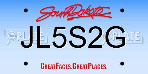 JL5S2G South Dakota License Plate