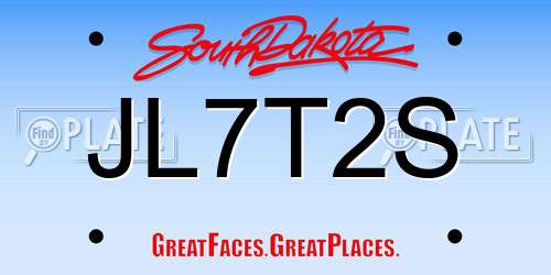 JL7T2S South Dakota License Plate
