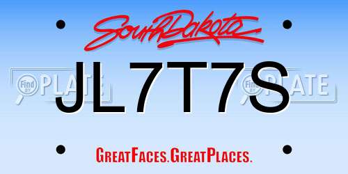 JL7T7S South Dakota License Plate
