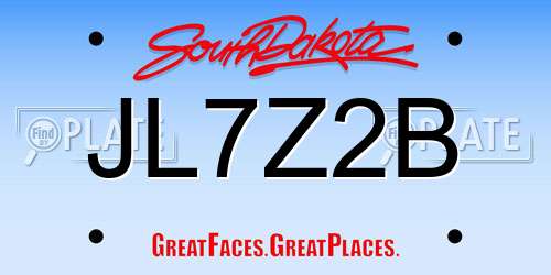 JL7Z2B South Dakota License Plate
