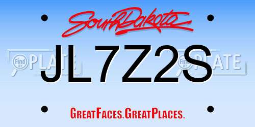 JL7Z2S South Dakota License Plate