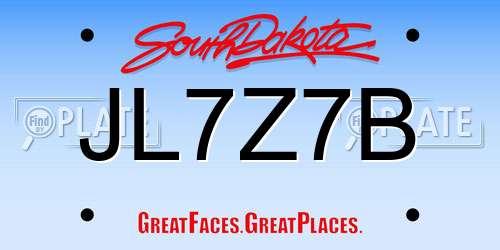 JL7Z7B South Dakota License Plate