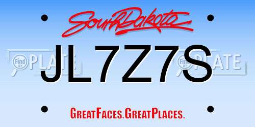 JL7Z7S South Dakota License Plate