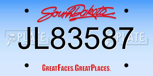 JL83587 South Dakota License Plate